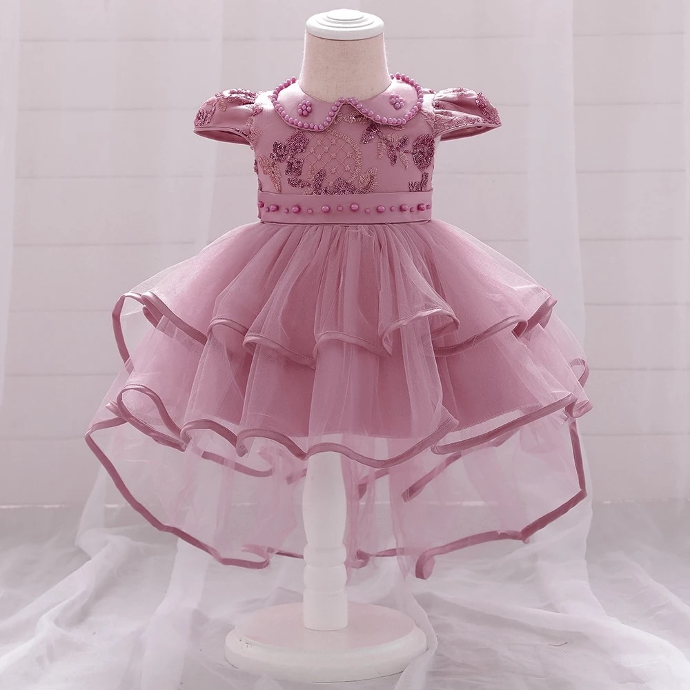 Luxury dress first birthday wedding pearl bow